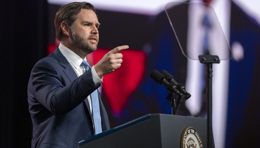 Vice President JD Vance addresses the National League of Cities on March 10, 2025, in Washington. (AP)