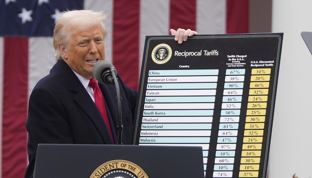President Donald Trump speaks during an event to announce new tariffs in the Rose Garden at the White House, April 2, 2025, in Washington. (AP)