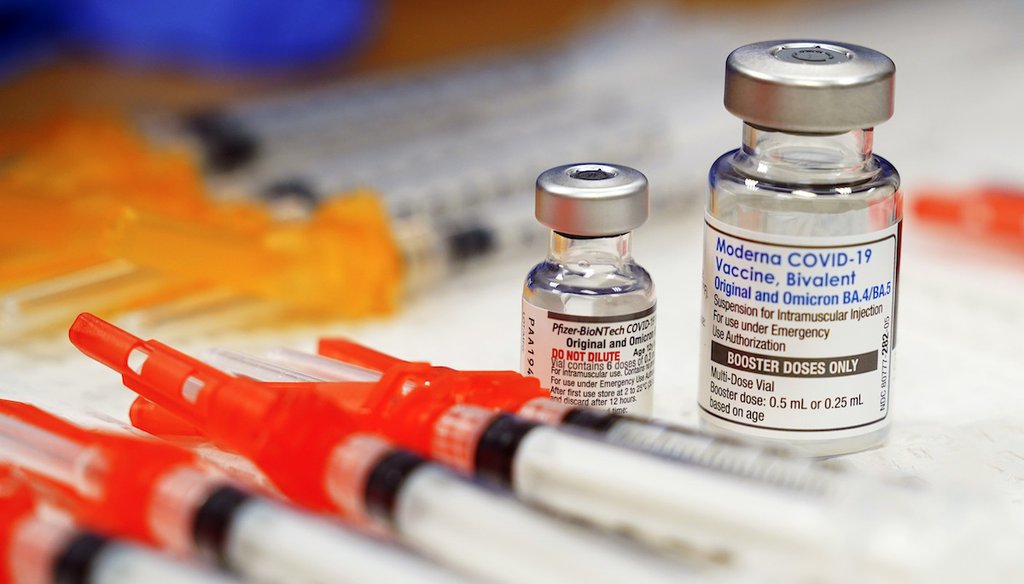 Pfizer, left, and Moderna bivalent COVID-19 vaccines are readied for use at a clinic, Nov. 17, 2022, in Richmond, Va. (AP)