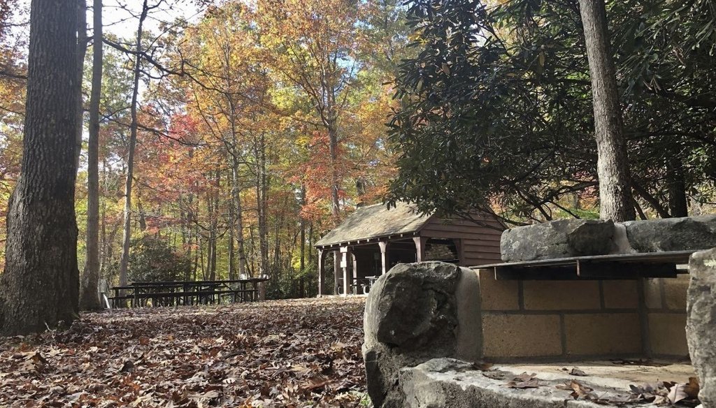 A repaired fire pit at a park visitor center in Grandview, W. Va., in 2021. (AP)